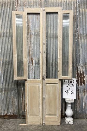 Antique French Double Doors (29x94.5) 1 Pane Glass, European Reclaimed G170