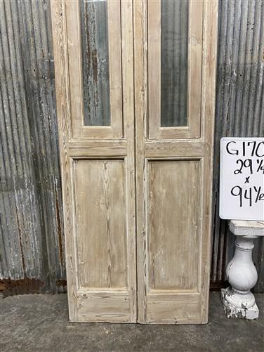 Antique French Double Doors (29x94.5) 1 Pane Glass, European Reclaimed G170