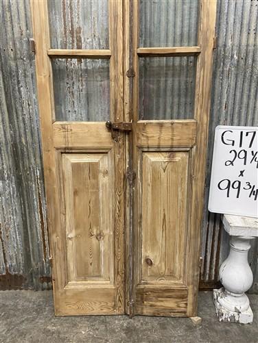Antique French Double Doors (29x99.75) 3 Pane Glass, European Reclaimed G171