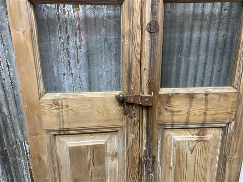 Antique French Double Doors (29x99.75) 3 Pane Glass, European Reclaimed G171