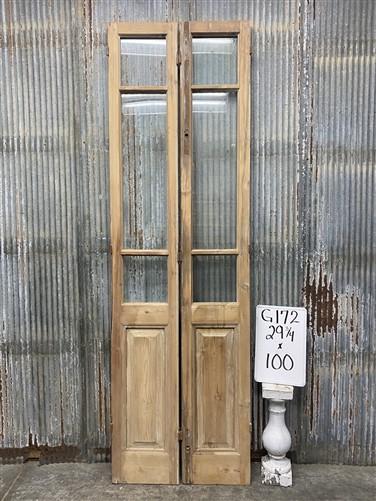 Antique French Double Doors (29.75x100) 3 Pane Glass, European Reclaimed G172