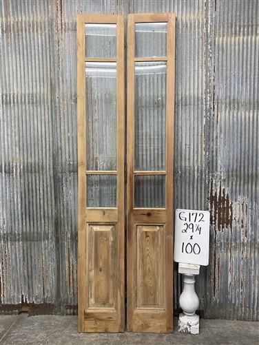 Antique French Double Doors (29.75x100) 3 Pane Glass, European Reclaimed G172