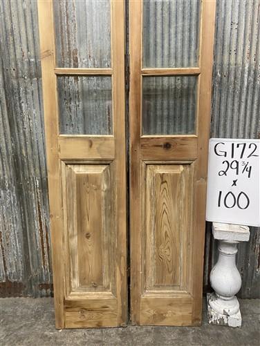 Antique French Double Doors (29.75x100) 3 Pane Glass, European Reclaimed G172