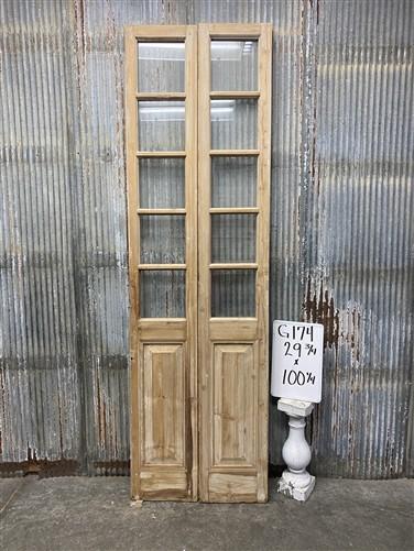 Antique French Double Doors (29.75x100) 5 Pane Glass, European Reclaimed G174