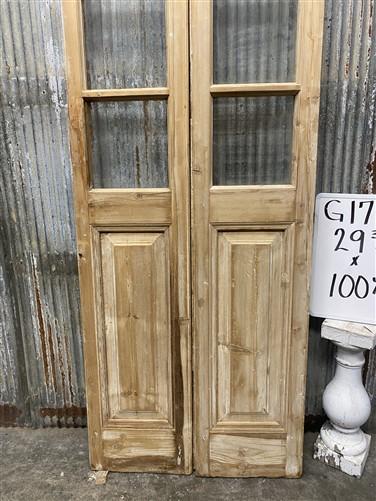 Antique French Double Doors (29.75x100) 5 Pane Glass, European Reclaimed G174
