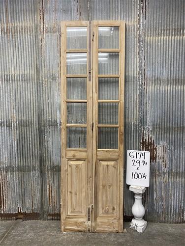 Antique French Double Doors (29.75x100) 5 Pane Glass, European Reclaimed G174