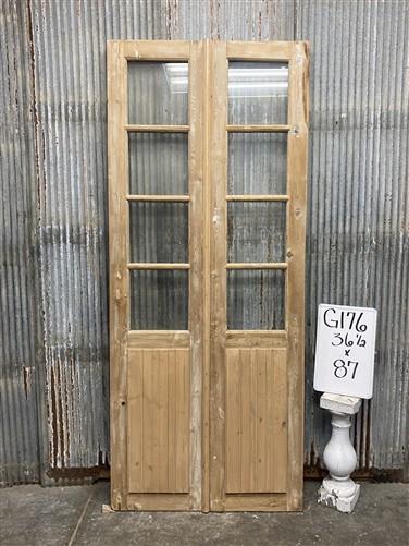 Antique French Double Doors (36.5x87) 4 Pane Glass, European Reclaimed G176