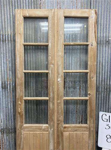 Antique French Double Doors (36.5x87) 4 Pane Glass, European Reclaimed G176