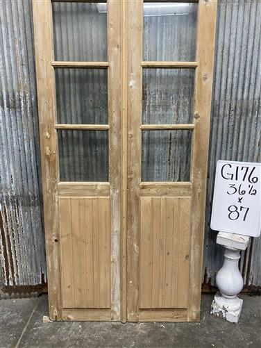 Antique French Double Doors (36.5x87) 4 Pane Glass, European Reclaimed G176