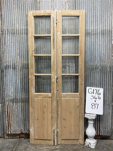 Antique French Double Doors (36.5x87) 4 Pane Glass, European Reclaimed G176