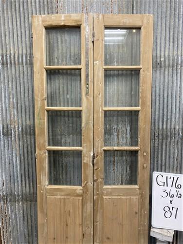 Antique French Double Doors (36.5x87) 4 Pane Glass, European Reclaimed G176