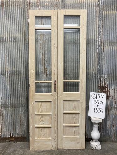 Antique French Double Doors (37.5x83) 3 Pane Glass, European Reclaimed G177