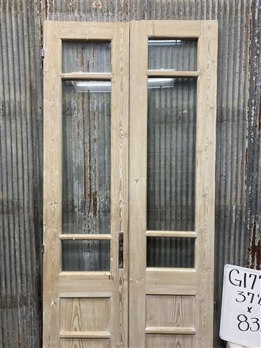Antique French Double Doors (37.5x83) 3 Pane Glass, European Reclaimed G177