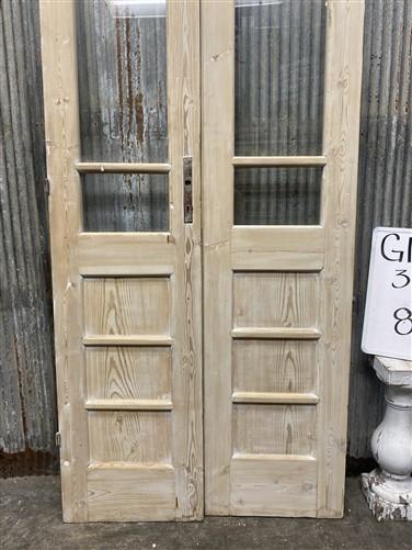 Antique French Double Doors (37.5x83) 3 Pane Glass, European Reclaimed G177