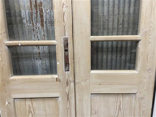 Antique French Double Doors (37.5x83) 3 Pane Glass, European Reclaimed G177