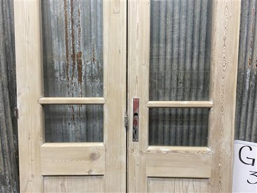 Antique French Double Doors (37.5x83) 3 Pane Glass, European Reclaimed G177