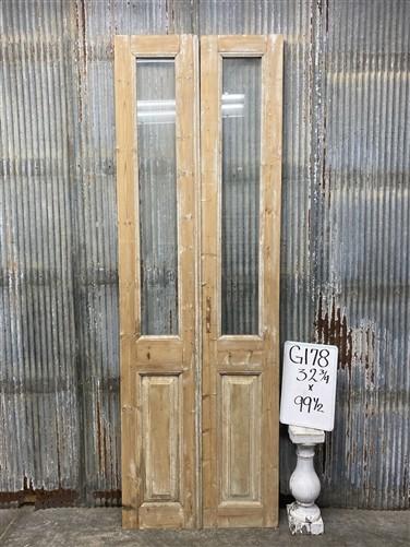 Antique French Double Doors (32.75x99.5) 1 Pane Glass, European Reclaimed G178