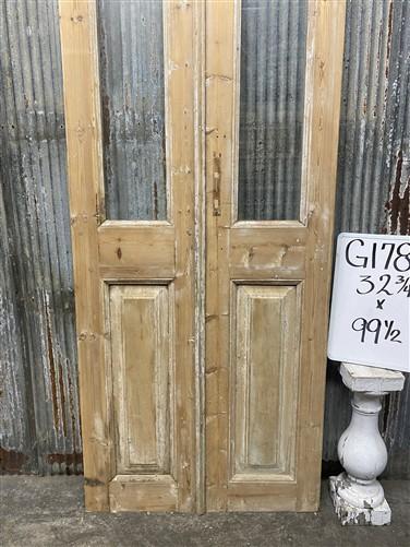Antique French Double Doors (32.75x99.5) 1 Pane Glass, European Reclaimed G178