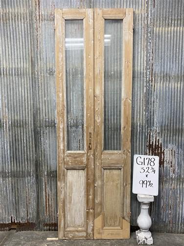 Antique French Double Doors (32.75x99.5) 1 Pane Glass, European Reclaimed G178