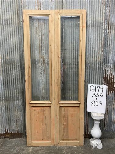 Antique French Double Doors (35.5x80.75) 1 Pane Glass, European Reclaimed G179