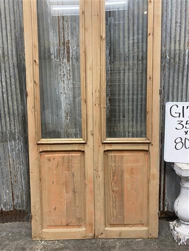 Antique French Double Doors (35.5x80.75) 1 Pane Glass, European Reclaimed G179