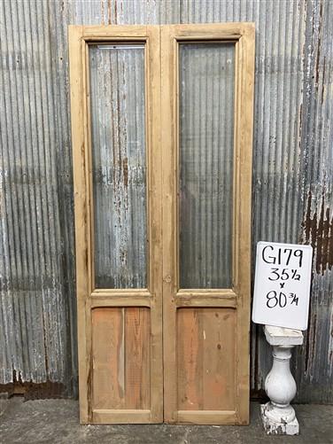 Antique French Double Doors (35.5x80.75) 1 Pane Glass, European Reclaimed G179