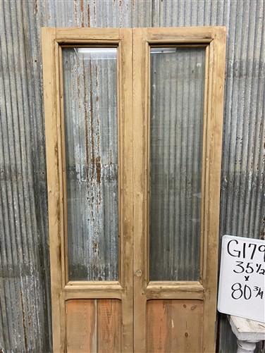 Antique French Double Doors (35.5x80.75) 1 Pane Glass, European Reclaimed G179