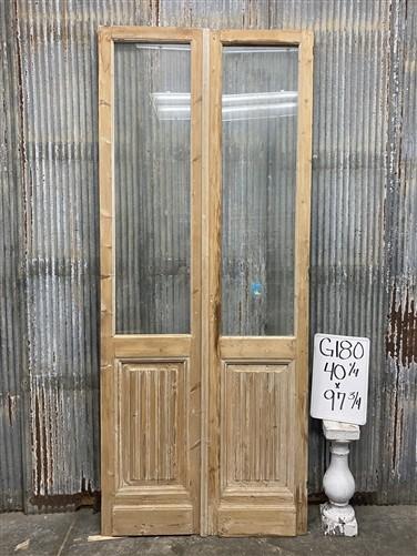 Antique French Double Doors (40x97.75) 1 Pane Glass, European Reclaimed G180