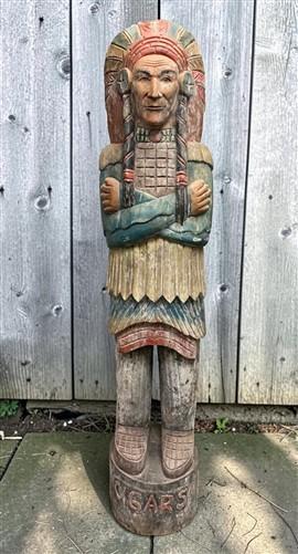 Tall Cigar Store Indian Folk Art, Tobacco Store American Indian Chief Statue A9