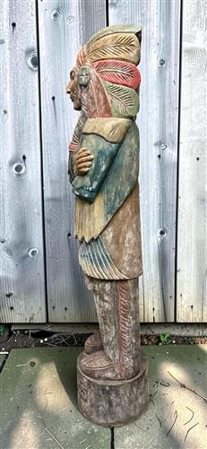 Tall Cigar Store Indian Folk Art, Tobacco Store American Indian Chief Statue A9