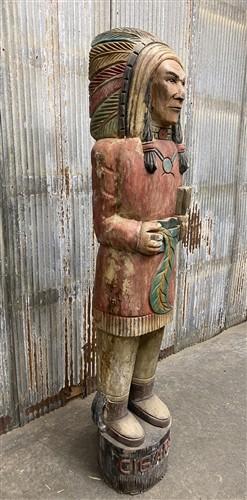 Tall Cigar Store Indian Folk Art, Tobacco Store American Indian Chief Statue A11
