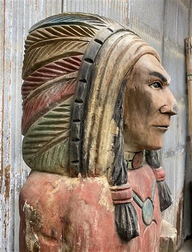 Tall Cigar Store Indian Folk Art, Tobacco Store American Indian Chief Statue A11