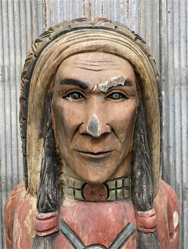 Tall Cigar Store Indian Folk Art, Tobacco Store American Indian Chief Statue A11