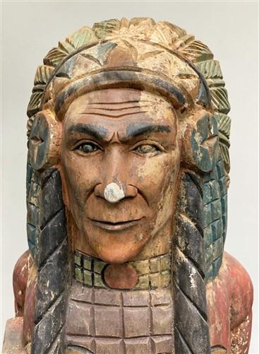 Tall Cigar Store Indian Folk Art, Tobacco Store American Indian Chief Statue A12