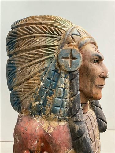 Tall Cigar Store Indian Folk Art, Tobacco Store American Indian Chief Statue A12