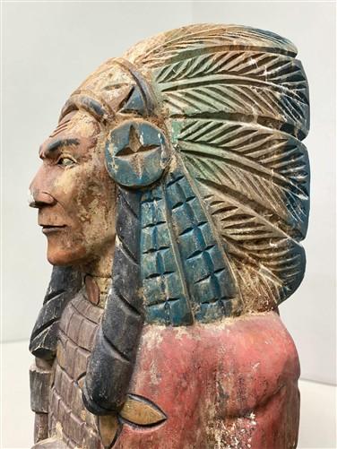Tall Cigar Store Indian Folk Art, Tobacco Store American Indian Chief Statue A12