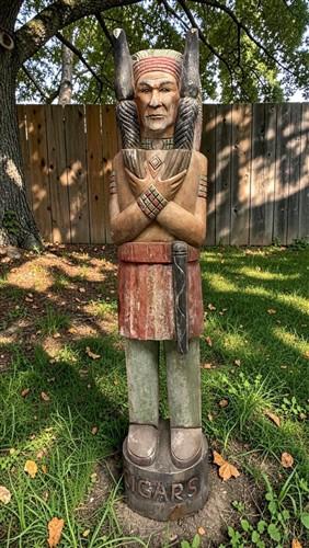 Tall Cigar Store Indian Folk Art, Tobacco Store American Indian Chief Statue A10