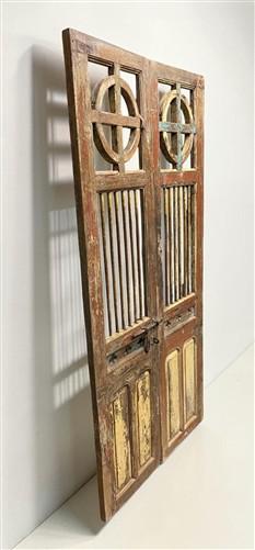 Indian Carved Wood Garden Gates Architectural Salvage Double Pair Vintage A118