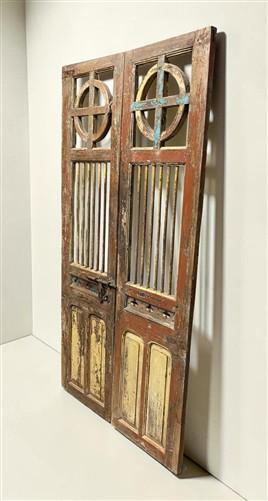 Indian Carved Wood Garden Gates Architectural Salvage Double Pair Vintage A118