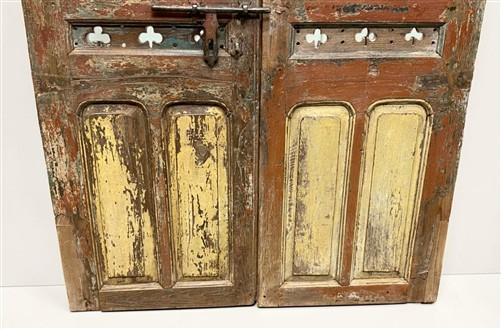 Indian Carved Wood Garden Gates Architectural Salvage Double Pair Vintage A118