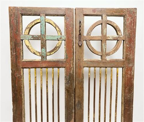 Indian Carved Wood Garden Gates Architectural Salvage Double Pair Vintage A118