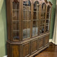 Lighted Vintage Display China Cabinet Curio Hutch Glass Shelves Burl Wood Style