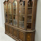 Lighted Vintage Display China Cabinet Curio Hutch Glass Shelves Burl Wood Style
