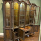 Lighted Vintage Display China Cabinet Curio Hutch Glass Shelves Burl Wood Style