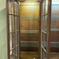 Lighted Vintage Display China Cabinet Curio Hutch Glass Shelves Burl Wood Style