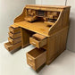 53" Oak Roll Top Desk Vintage Style Executive Pedestal Desk Tambour Writing Desk