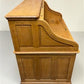 53" Oak Roll Top Desk Vintage Style Executive Pedestal Desk Tambour Writing Desk