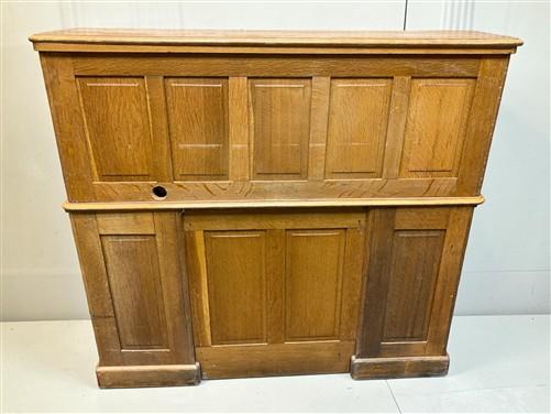 53" Oak Roll Top Desk Vintage Style Executive Pedestal Desk Tambour Writing Desk