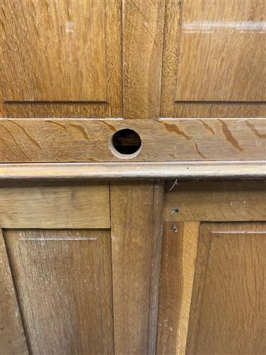 53" Oak Roll Top Desk Vintage Style Executive Pedestal Desk Tambour Writing Desk
