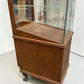 Vintage Oak Glass Store Display Showcase Counter Display Cabinet w/Mirror Back